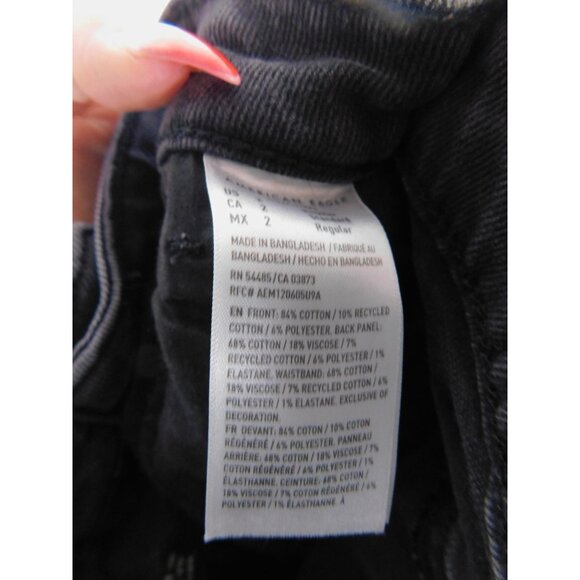 American Eagle Jeans Womens 2 Black Ripped Distressed Raw Hem Skinny Strigid - Picture 11 of 12